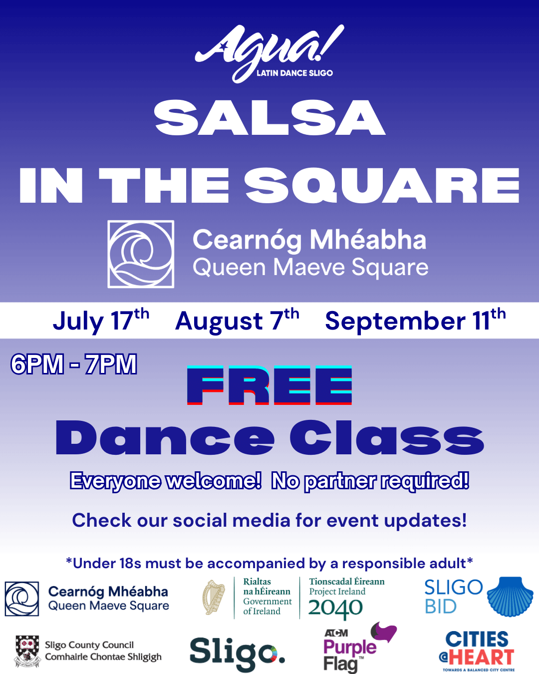 Free outdoor Salsa dance class in Sligo's Queen Maeve Square